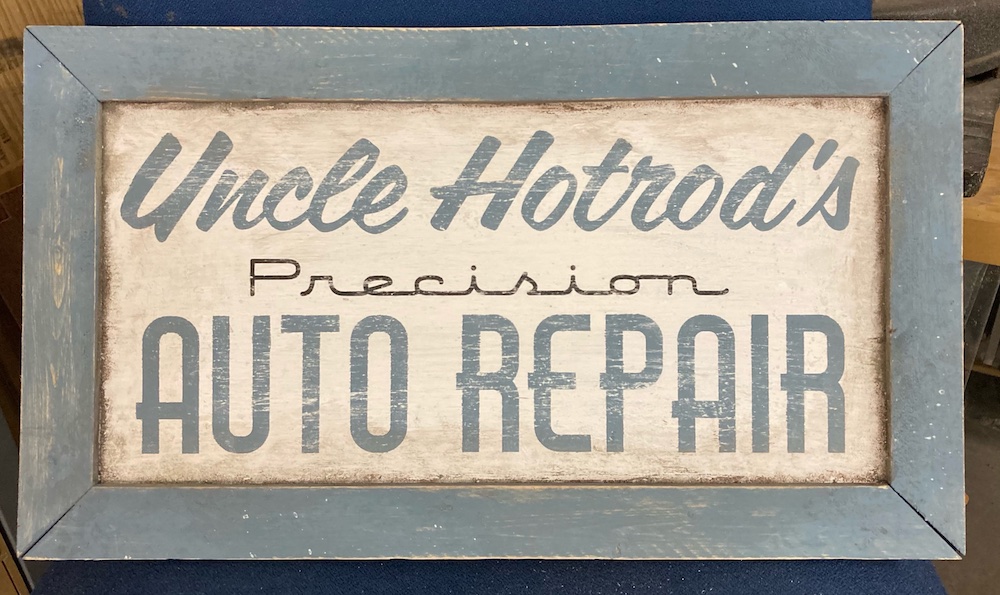 antiqued custom sign