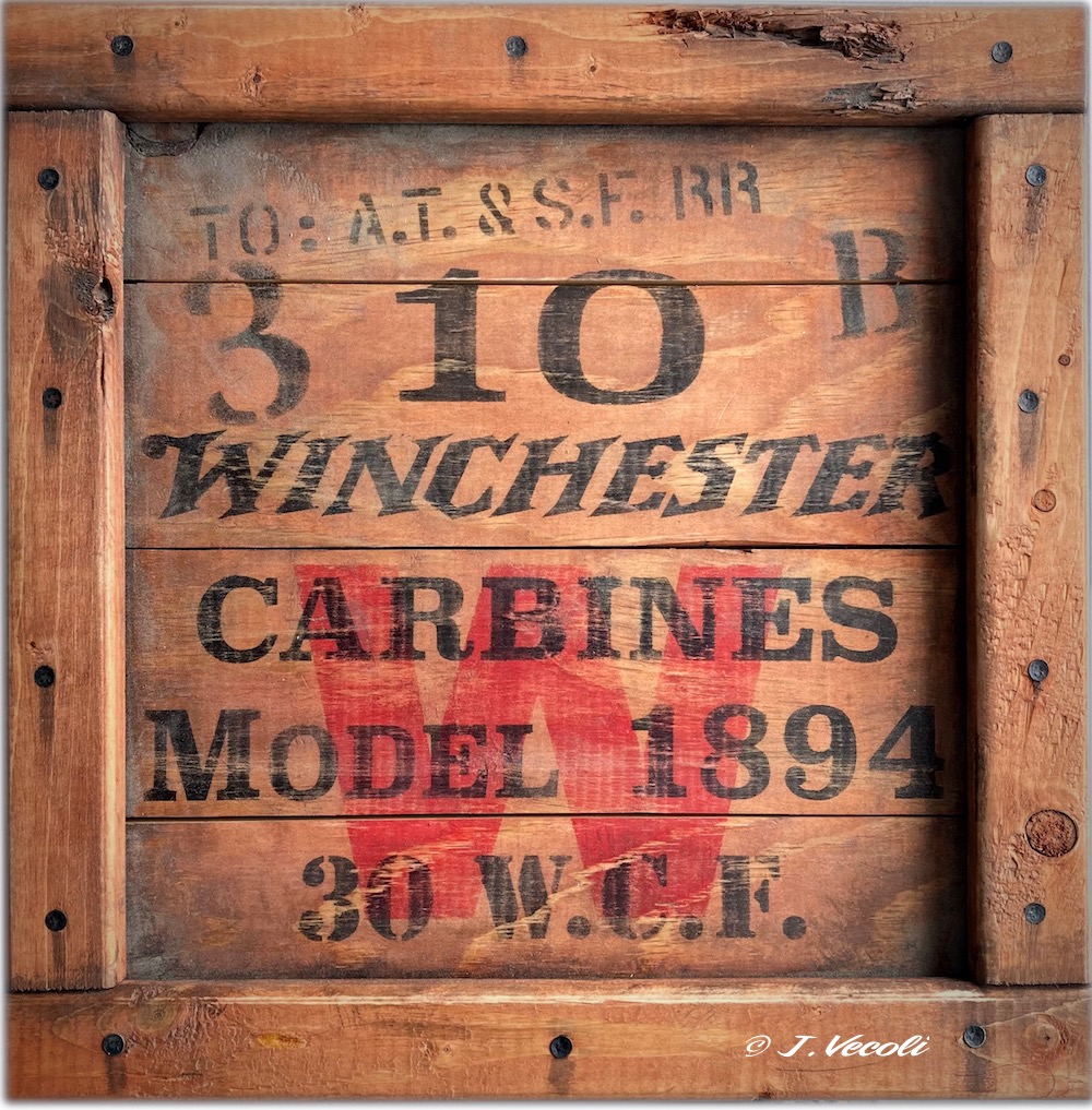 Antique finish wood crate sign