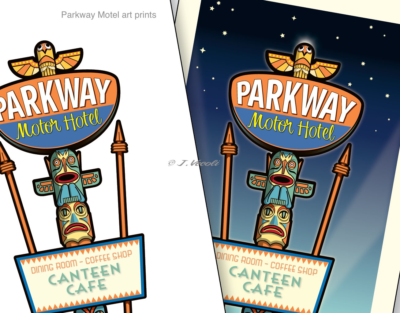 Parkway Motel Totem Pole Sign art prints
