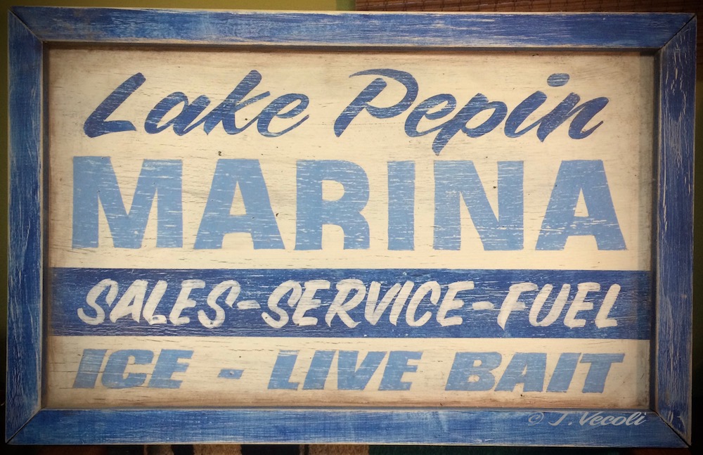 Antique finish marina sign